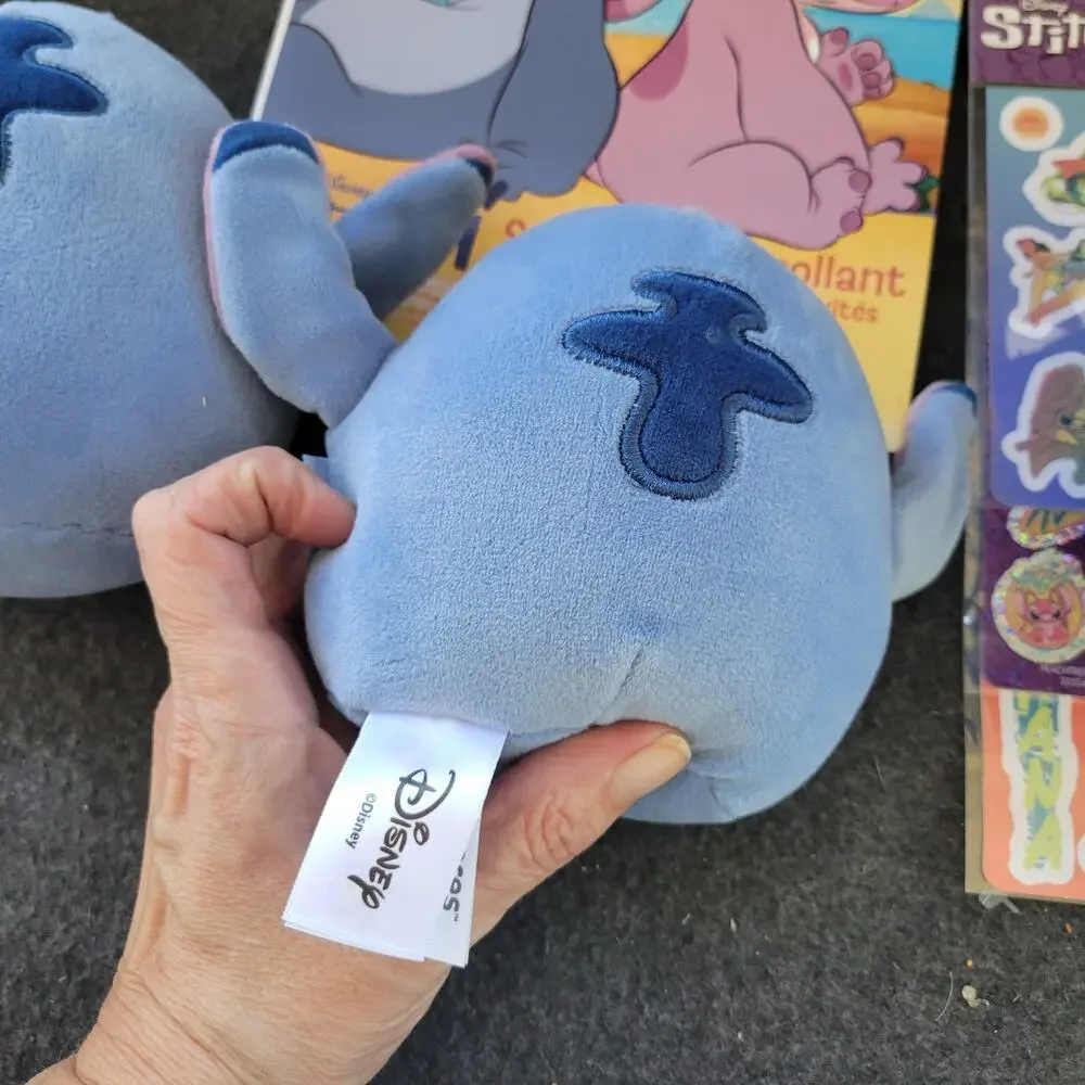 Lot Of 4 Stitch Disney Plush‎ Stuffed Also Stickers And Book